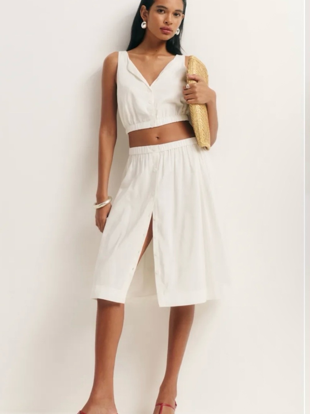 NWT - Reformation Naya Two Piece Ivory - Size 6